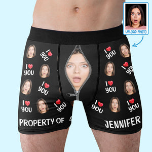 Property of Custom Face Underwear - All Over Print Cheeky