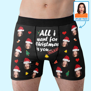 Custom Photo I Licked It So It's Mine - Funny Personalized Custom Boxer Briefs, Men's Boxers - Christmas Gift For Boyfriend, Husband, Anniversary