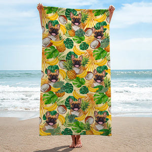Custom Photo Island Time All The Time - Dog & Cat Personalized Custom Beach Towel - Summer Vacation Gift, Birthday Pool Party Gift For Pet Owners, Pet Lovers