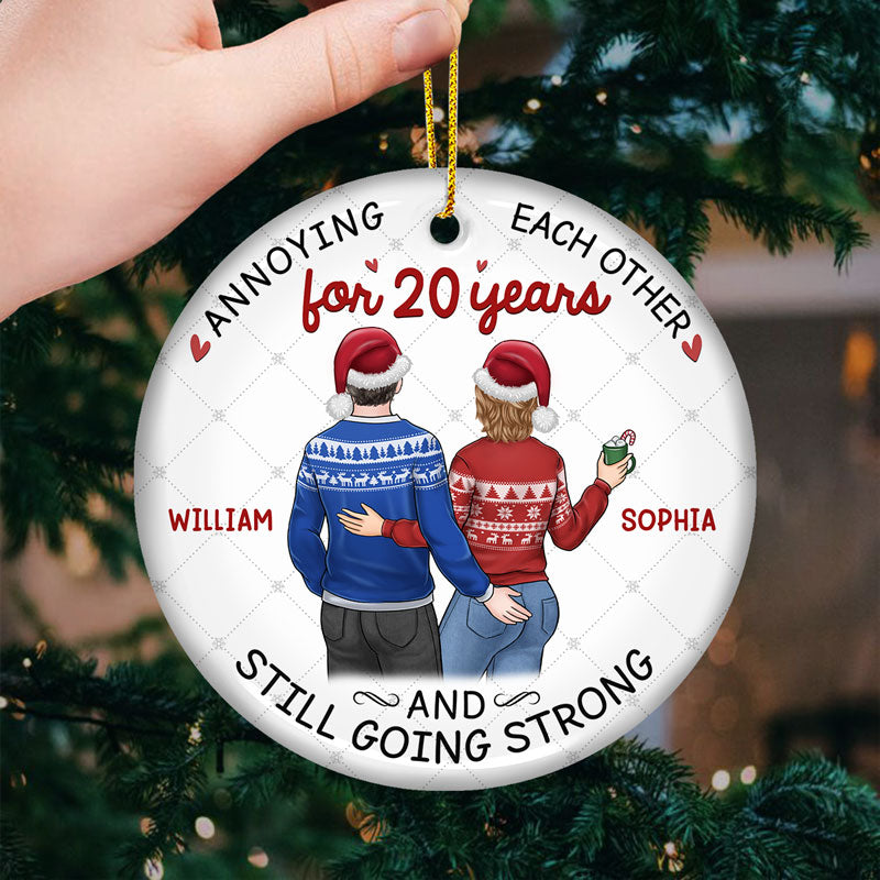 Congratulations To My Man For Having Me - Couple Personalized Custom Ornament - Ceramic Round Shaped - Christmas Gift For Husband Wife, Anniversary