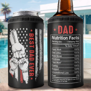 Best Bonus Dad Ever - Family Personalized Custom 4 In 1 Can Cooler Tumbler - Birthday Gift For Dad