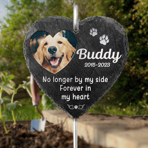 Custom Photo Right Here, Forever In My Heart - Memorial Personalized Memorial Garden Slate & Hook - Sympathy Gift, Gift For Pet Owners, Pet Lovers