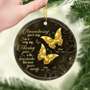 Not A Day Goes By That You Are Not Missed - Memorial Personalized Custom Ornament - Ceramic Round Shaped - Sympathy Gift For Family Members