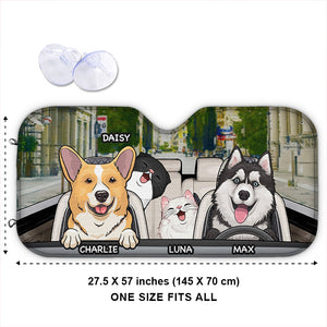 Nature Is Calling & I Must Go - Dog & Cat Personalized Custom Auto Windshield Sunshade, Car Window Protector - Gift For Pet Owners, Pet Lovers