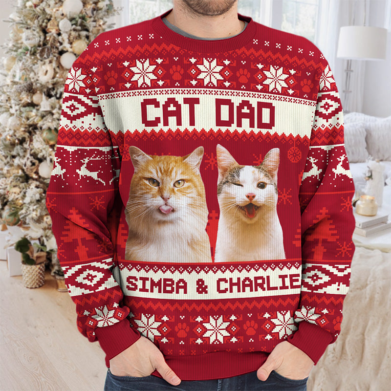 Custom Photo Busy Being A Cat Mama - Cat Personalized Custom Ugly Sweatshirt - Unisex Wool Jumper - Christmas Gift For Pet Owners, Pet Lovers