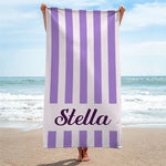 Custom Name Striped Beach Gifts for Women - Personalized Beach Towel