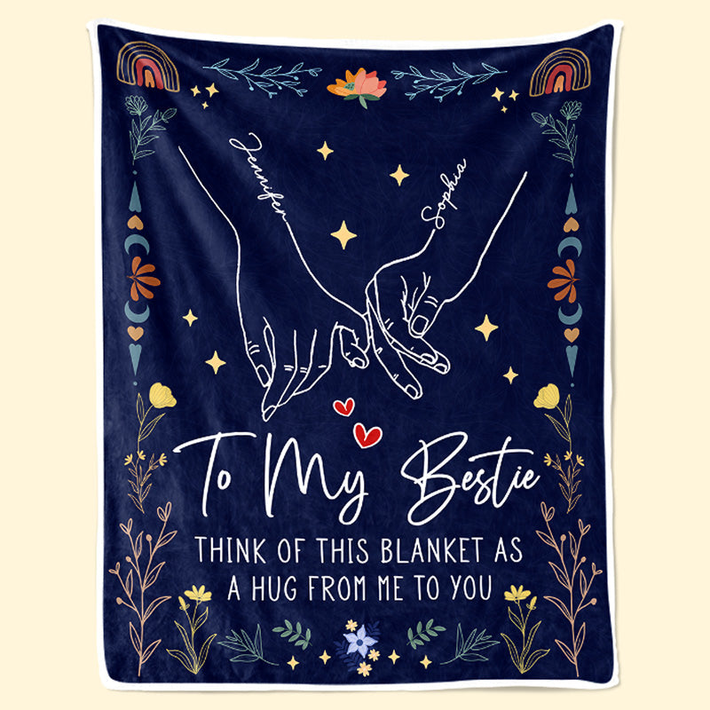 Not Sister By Blood But Sister By Heart - Bestie Personalized Custom Blanket - Gift For Best Friends, BFF, Sisters