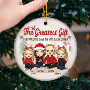 The Best Part Of Christmas - Family Personalized Custom Ornament - Ceramic Round Shaped - Christmas Gift For Family Members