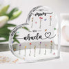 Grandma & Her Charming Flowers - Family Personalized Custom Heart Shaped Acrylic Plaque - Gift For Mom, Grandma