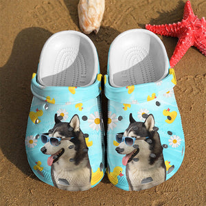 Custom Photo Stay Pawsitive - Dog & Cat Personalized Custom Unisex Clogs, Slide Sandals - Gift For Pet Owners, Pet Lovers