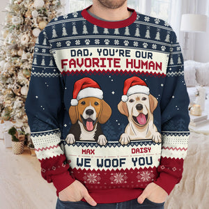 Our Favorite Human, We Woof You - Dog Personalized Custom Ugly Sweatshirt - Unisex Wool Jumper - Christmas Gift For Pet Owners, Pet Lovers