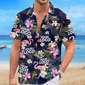 Custom Photo Ocean Breeze - Company Logo Personalized Custom Unisex Tropical Hawaiian Aloha Shirt - Summer Vacation Gift, Gift For Coworker, Team Members