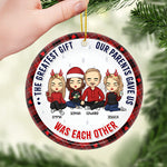 The Greatest Gift Our Parents Gave Us - Family Personalized Custom Ornament - Ceramic Round Shaped - Christmas Gift For Family Members