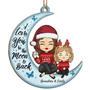 Love You To The Moon And Back - Family Personalized Custom Ornament - Wood Custom Shaped - Christmas Gift, Gift For Family Members