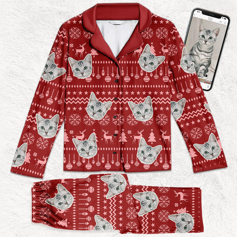 Custom Photo Have A Pawesome Christmas - Dog & Cat Personalized Custom Face Photo Pajamas - Christmas Gift For Pet Owners, Pet Lovers