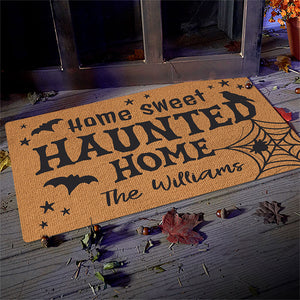 Home Sweet Haunted Home - Family Personalized Custom Home Decor Decorative Mat - Halloween Gift For Family Members