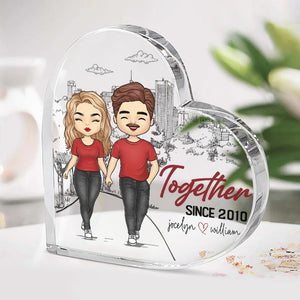 Happily Together Since - Couple Personalized Custom Heart Shaped Acrylic Plaque - Gift For Husband Wife, Anniversary