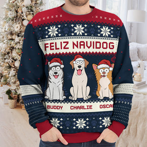 Feliz Navidog - Dog Personalized Custom Ugly Sweatshirt - Unisex Wool Jumper - Christmas Gift For Pet Owners, Pet Lovers