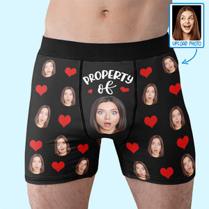 Custom Photo This Cock Belongs To Me - Funny Personalized Custom Boxer Briefs, Men's Boxers - Birthday Gift For Boyfriend, Husband, Anniversary