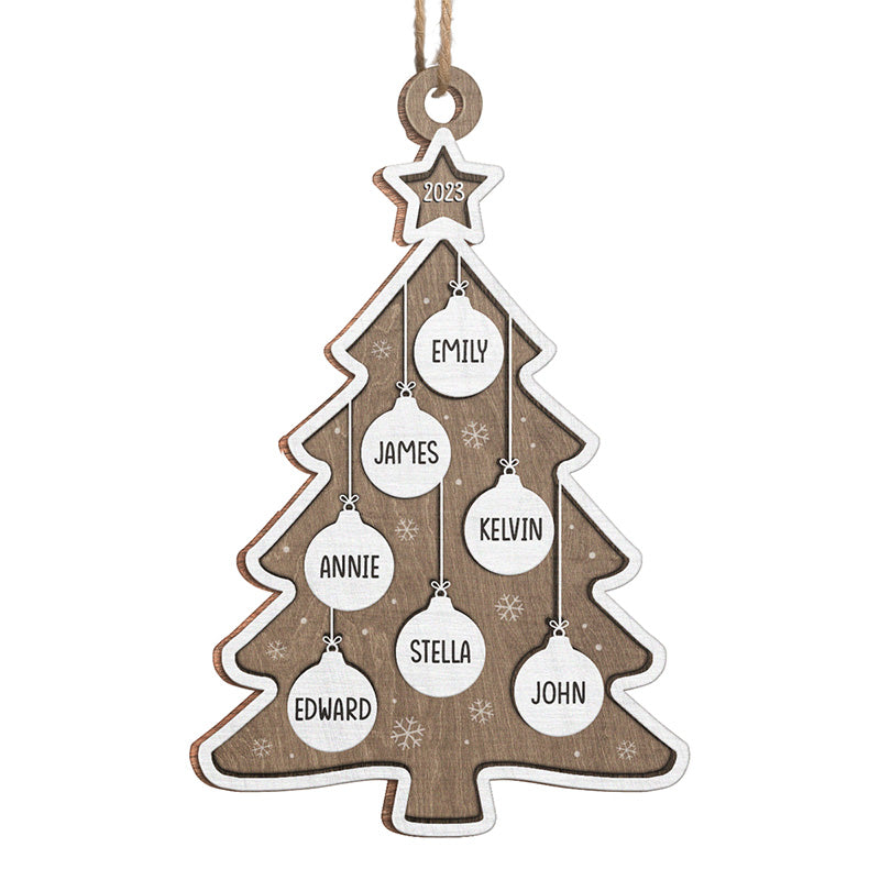 Be Merry And Bright - Family Personalized Custom Ornament - Wood Christmas Tree Shaped - Christmas Gift For Family Members
