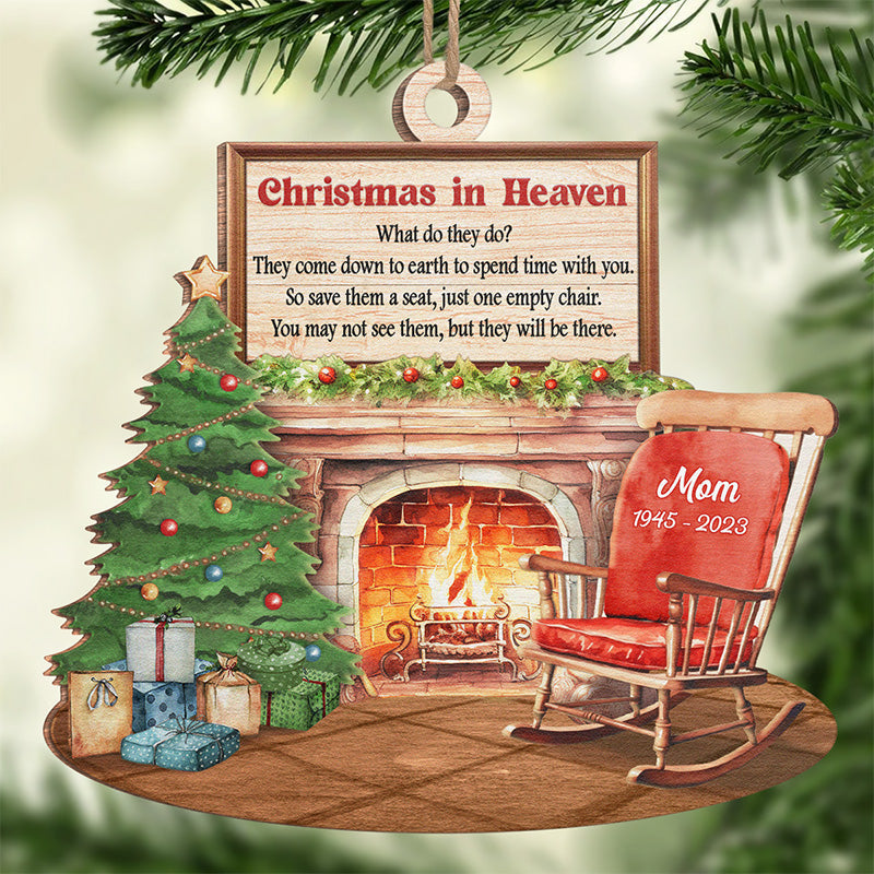 Christmas In Heaven - Memorial Personalized Custom Ornament - Wood Unique Shaped - Christmas Gift, Sympathy Gift For Family Members