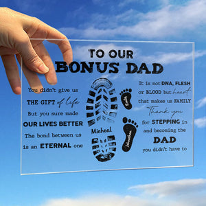 Thank You For Stepping In And Becoming Our Dad - Family Personalized Custom Acrylic Plaque - Father's Day, Birthday Gift For Dad
