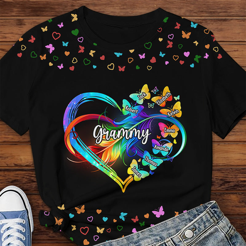 We Are All Around You - Family Personalized Custom Unisex All-Over Printed T-Shirt - Mother's Day, Birthday Gift For Grandma