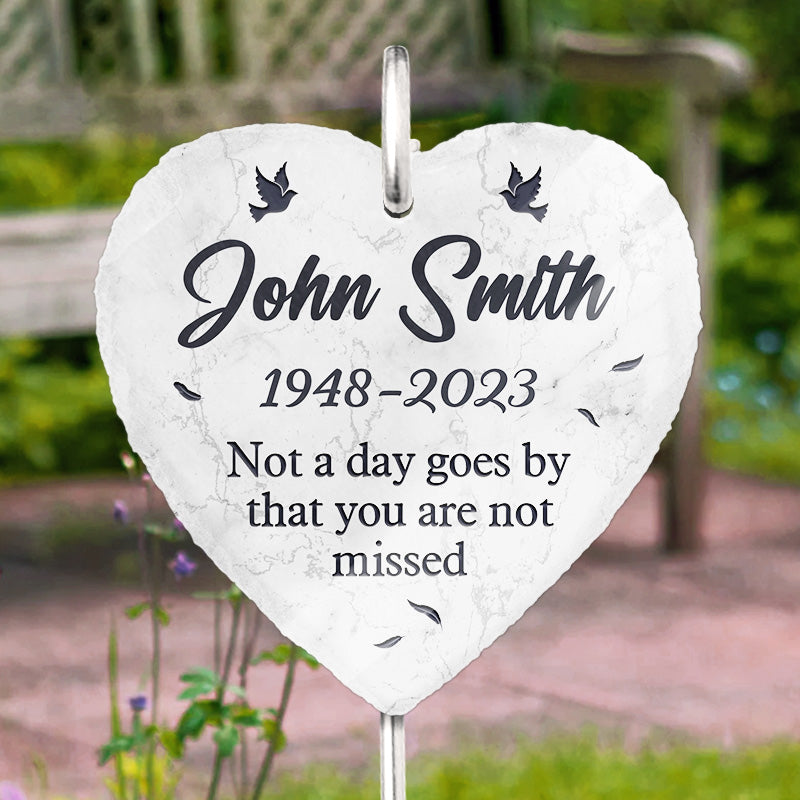 Not A Day Goes By That You Aren't Missed - Memorial Personalized Custom Heart Shaped Memorial Garden Slate & Hook - Sympathy Gift For Family Members