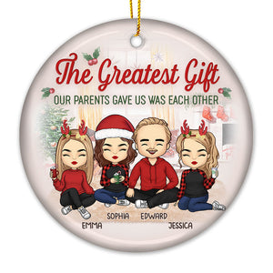 The Best Part Of Christmas - Family Personalized Custom Ornament - Ceramic Round Shaped - Christmas Gift For Family Members