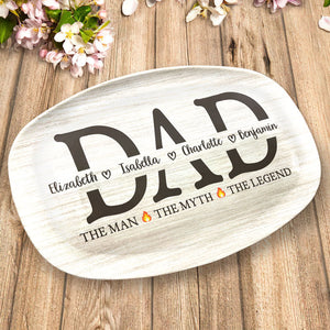 Papa The Man The Grill The Legend - Family Personalized Custom Platter - Father's Day, Birthday Gift For Dad