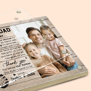 Thank You Stepped Up Dad - Family Personalized Custom Acrylic Magnetic Photo Frame - Father's Day, Birthday Gift For Dad