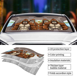 The Road Calls & We Answer - Family Personalized Custom Auto Windshield Sunshade, Car Window Protector - Gift For Family Members