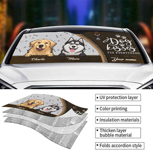 Life Is Better With Fur Babies - Dog & Cat Personalized Custom Auto Windshield Sunshade, Car Window Protector - Gift For Pet Owners, Pet Lovers