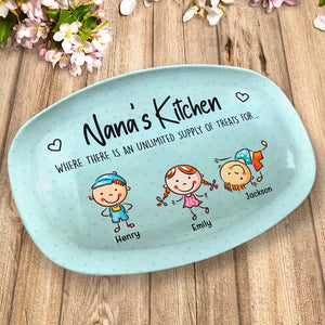 Kitchen Where Memories Are Made And Grandkids Are Spoiled - Family Personalized Custom Platter - Birthday Gift For Grandma