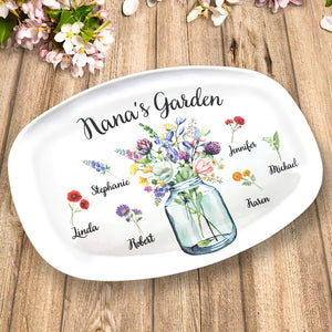 My Grandma's Garden - Family Personalized Custom Platter - Birthday Gift For Grandma