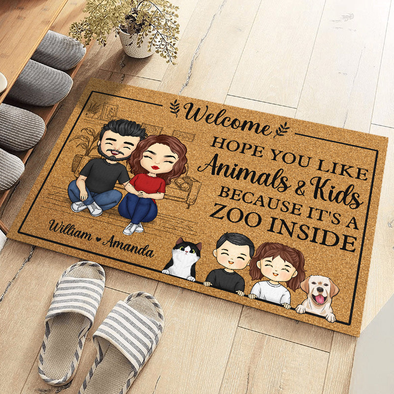 Hope You Like, It's A Zoo Inside - Family Personalized Custom Decorative Mat - Gift For Family Members