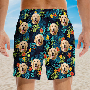 Custom Photo Summer Is For Falling In Love - Dog & Cat Personalized Custom Tropical Hawaiian Aloha Men Beach Shorts - Summer Vacation Gift, Birthday Party Gift For Pet Owners, Pet Lovers