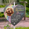 Custom Photo Crossing The Rainbow Bridge - Memorial Personalized Memorial Garden Slate & Hook - Memorial Gift, Sympathy Gift For Pet Owners, Pet Lovers