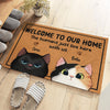 Welcome To Our Happy House - Cat Personalized Custom Home Decor Decorative Mat - House Warming Gift For Pet Owners, Pet Lovers