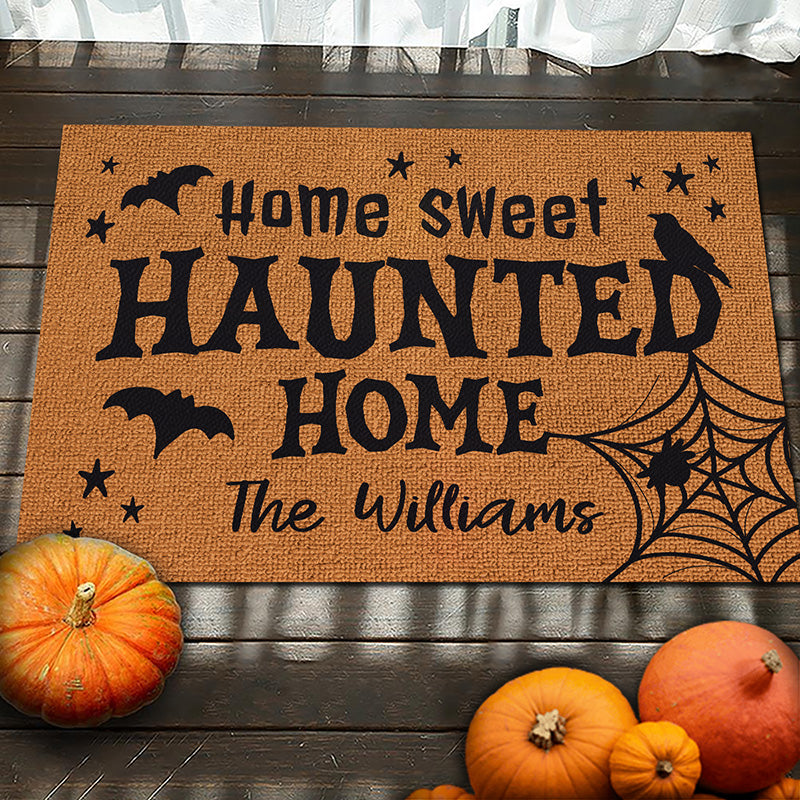 Home Sweet Haunted Home - Family Personalized Custom Home Decor Decorative Mat - Halloween Gift For Family Members