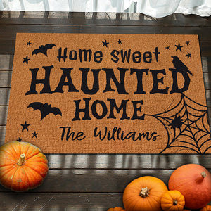 Home Sweet Haunted Home - Family Personalized Custom Home Decor Decorative Mat - Halloween Gift For Family Members