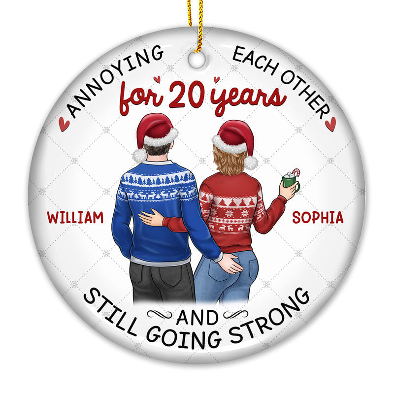 Congratulations To My Man For Having Me - Couple Personalized Custom Ornament - Ceramic Round Shaped - Christmas Gift For Husband Wife, Anniversary