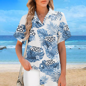 Custom Photo Summer Time - Company Logo Personalized Custom Unisex Tropical Hawaiian Aloha Shirt - Summer Vacation Gift, Gift For Coworker, Team Members