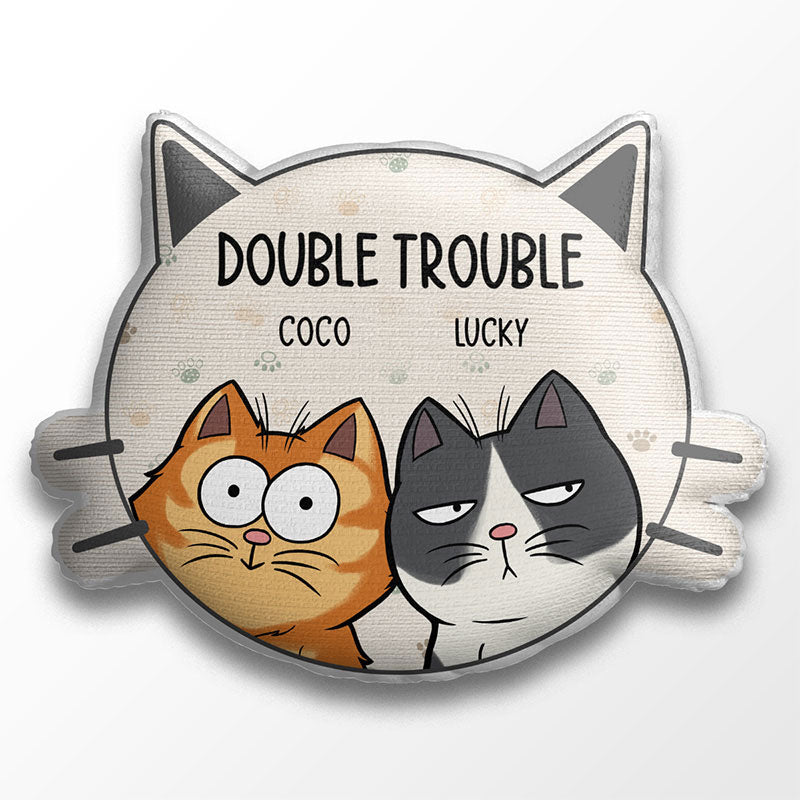 We're Trouble Makers - Cat Personalized Custom Shaped Pillow - Gift For Pet Owners, Pet Lovers