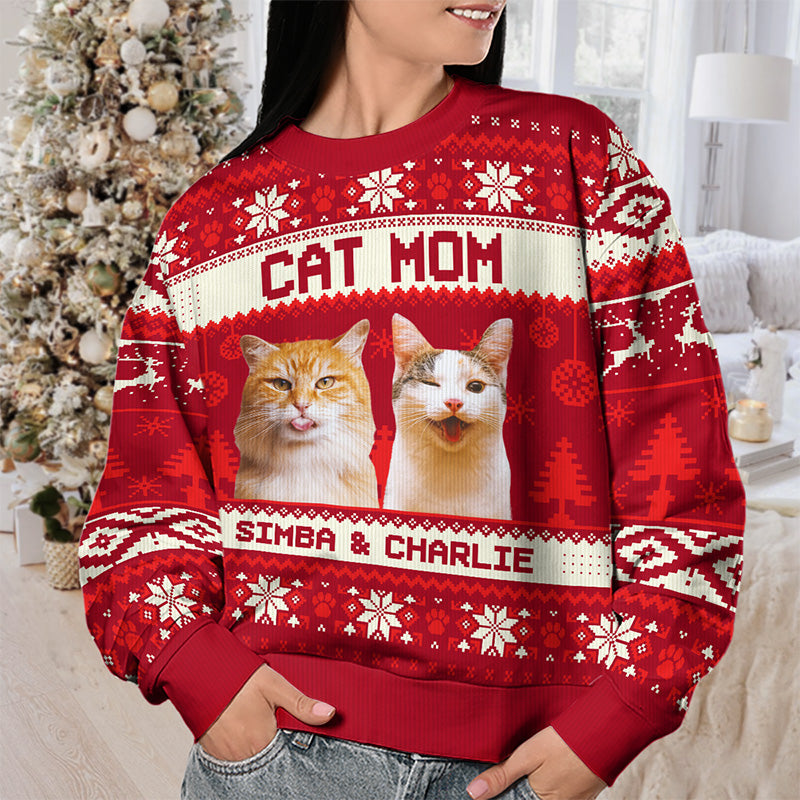 Custom Photo Busy Being A Cat Mama - Cat Personalized Custom Ugly Sweatshirt - Unisex Wool Jumper - Christmas Gift For Pet Owners, Pet Lovers