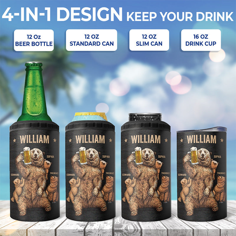 It's A Father Figure - Family Personalized Custom 4 In 1 Can Cooler Tumbler - Birthday Gift For Dad