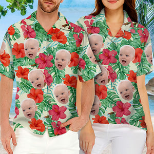 Custom Photo Tropical Summer Vibe - Family Personalized Custom Unisex Tropical Hawaiian Aloha Shirt - Summer Vacation Gift, Gift For Family Members