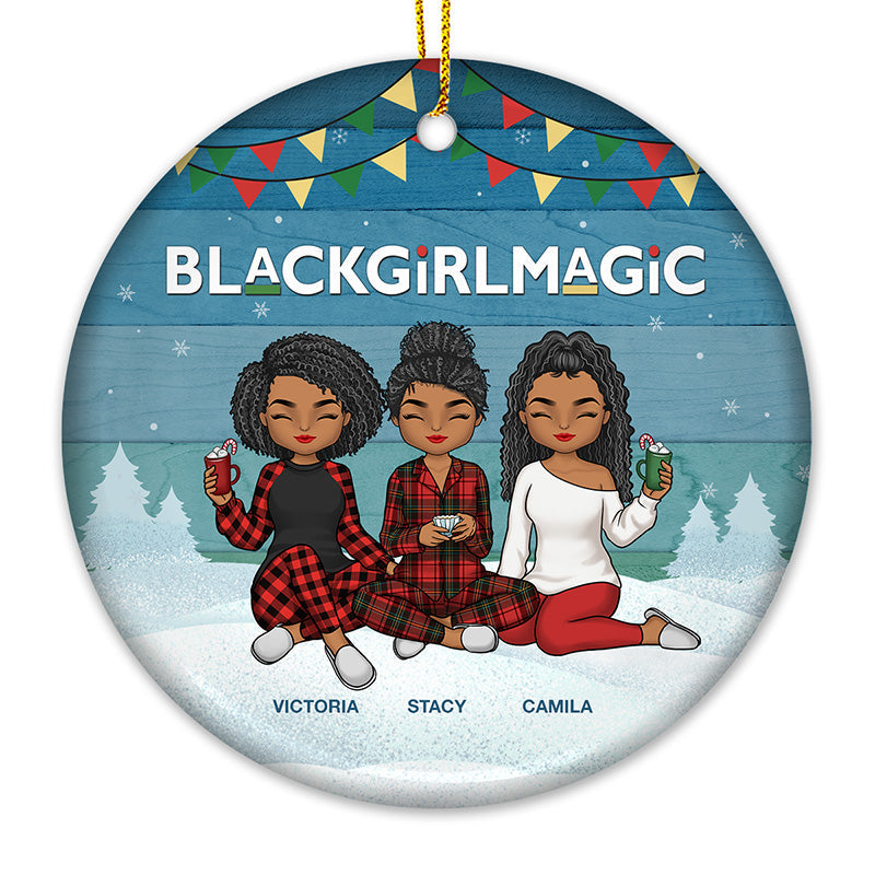 Good Times And Crazy Friends - Bestie Personalized Custom Ornament - Ceramic Round Shaped - Christmas Gift For Best Friends, BFF, Sisters