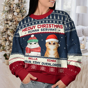 Meowy Christmas Human Servant - Cat Personalized Custom Ugly Sweatshirt - Unisex Wool Jumper - Christmas Gift For Pet Owners, Pet Lovers