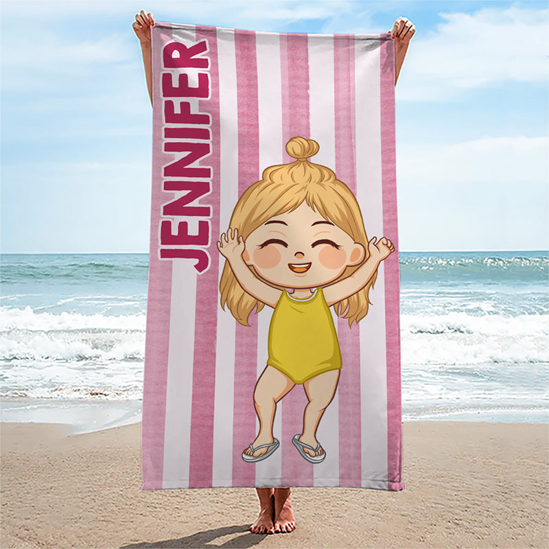 A Little Vitamin Sea - Family Personalized Custom Beach Towel - Summer Vacation Gift, Birthday Pool Party Gift For Family Members